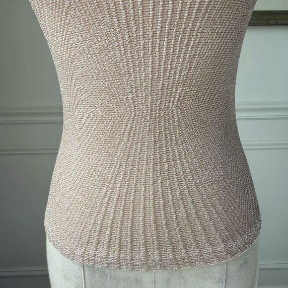 Vintage 90s Contempo Casuals Crop Mock Neck Champagne Beige Tank Top XS - Picture 4 of 7
